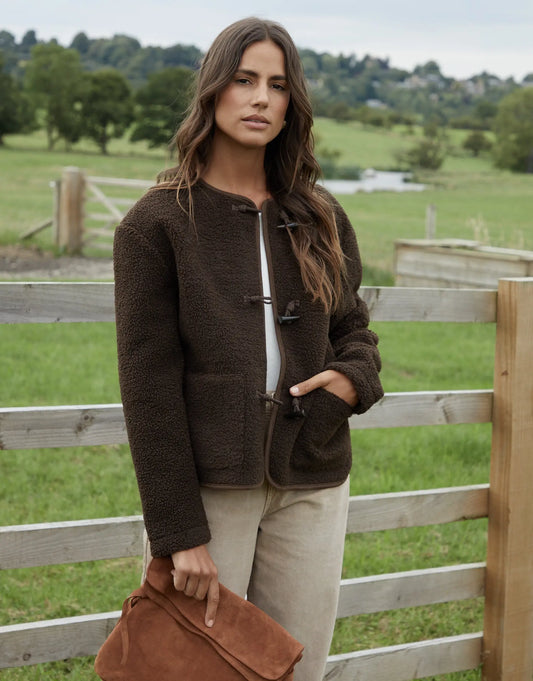 Women's Chocolate Fleece Borg Toggle Jacket Siouxe