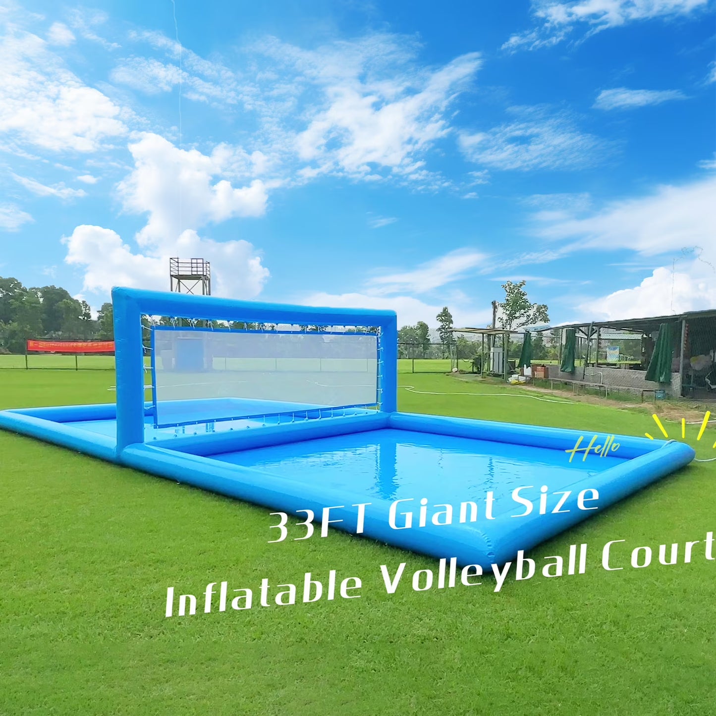 Relunch 33FT Inflatable Volleyball Court, 2 in 1 Volleyball Pool Football Court Water Soccer Field with 800W Blower for Beach Backyard Outdoor Summer Party,33ft(L) x 16.5ft(W) x 7ft(H)