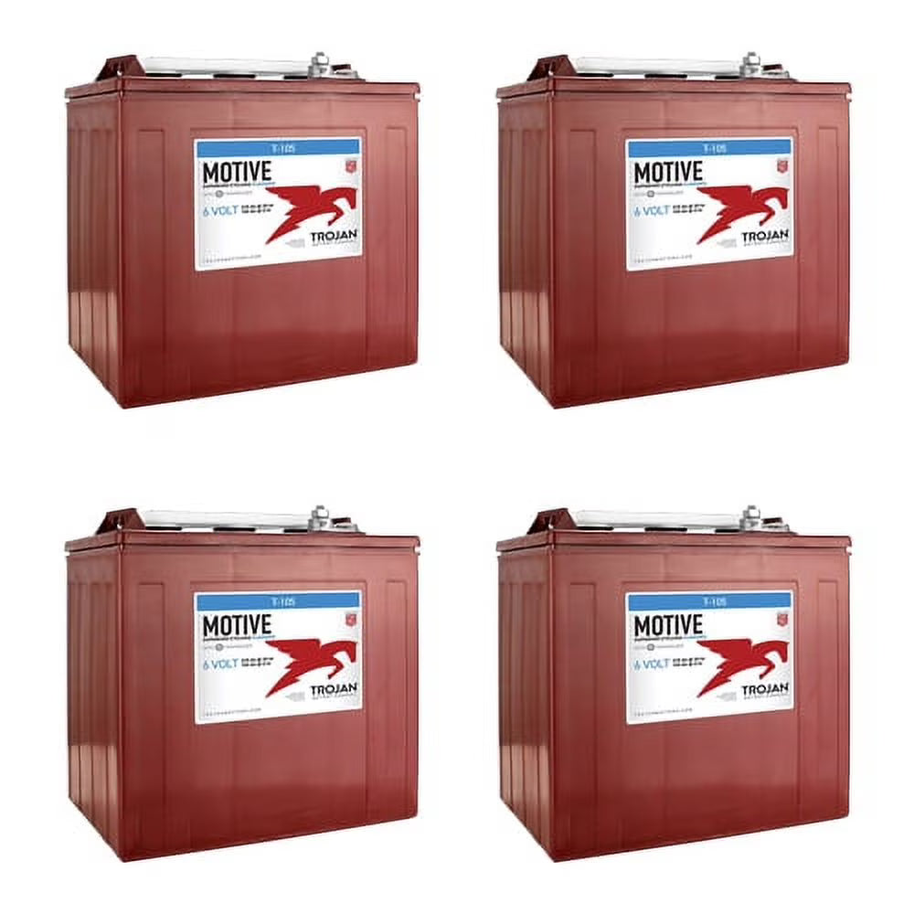 Trojan T-105 C 6V 225Ah Deep Cycle Golf Cart Batteries (Pack of 4)