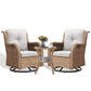 POCASSY 3 Piece Patio Set Outdoor Wicker Glider Rocking and Swivel Chairs with Cushions