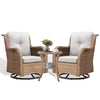 POCASSY 3 Piece Patio Set Outdoor Wicker Glider Rocking and Swivel Chairs with Cushions