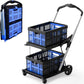 Foldable Grocery Cart with Wheels and Removable Storage Crate, Collapsible Shopping Cart, 2-Tier Portable Utility Cart for Home, GroceriesSupermarket