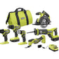 RYOBI ONE+ 18V Cordless 6-Tool Combo Kit with 1.5 Ah Battery, 4.0 Ah Battery, and Charger