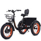 YEBEI Electric Tricycle for Adults Folding E-Trike Motorized Tricycle Electric 3 Wheels Trike Powerful 500W Motor Electric Tricycle 48V15AH Lithium Battery Max 20MPH 20*4.0” Fat Tire Orange