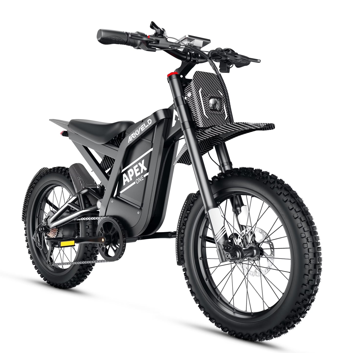 Arkveld Electric Bike for Adults, Peak-3000W, Max 40MPH and 80Miles Electric Motorcycle,25" Fat Tire Dirt Bike, APEX1 7-Speed E-BikeWhite