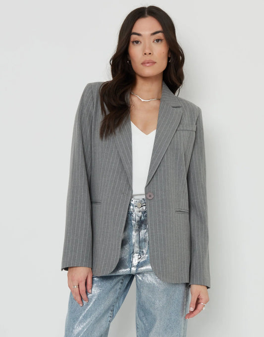 Women's Grey Pinstripe Lined Blazer Siouxe