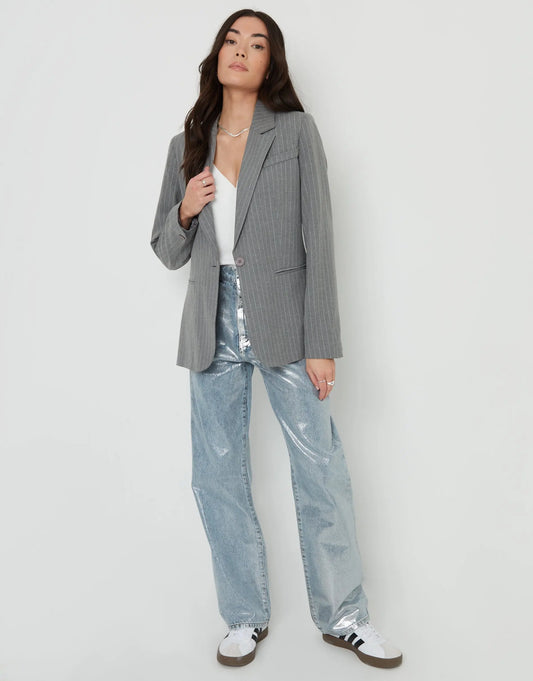 Women's Grey Pinstripe Lined Blazer Siouxe