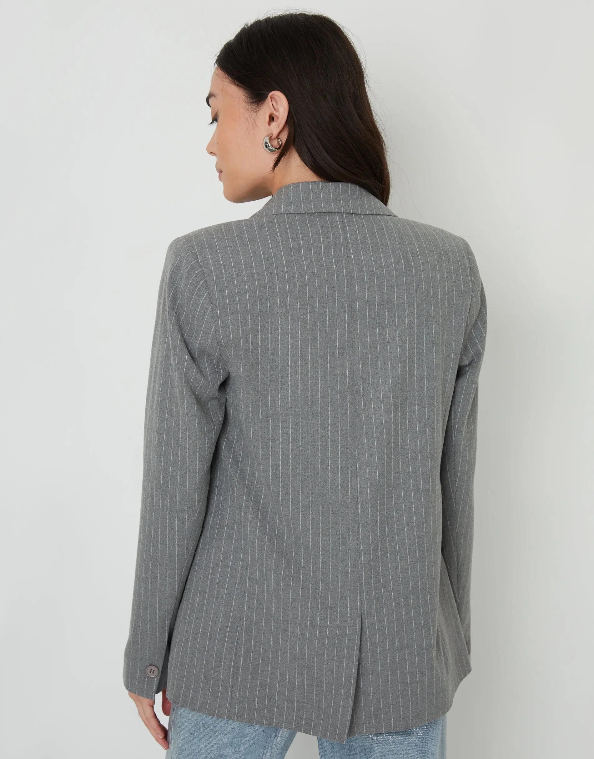 Women's Grey Pinstripe Lined Blazer Siouxe