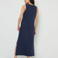 Women's Navy Sleeveless Jersey Midi Dress with Pockets Siouxe