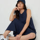 Women's Navy Sleeveless Jersey Midi Dress with Pockets Siouxe