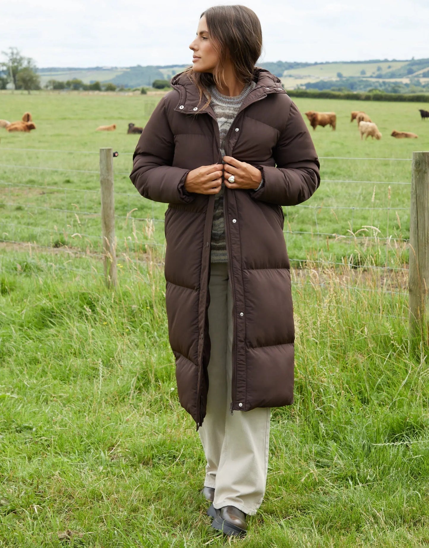 Women's Chocolate Maxi Puffer Jacket Siouxe