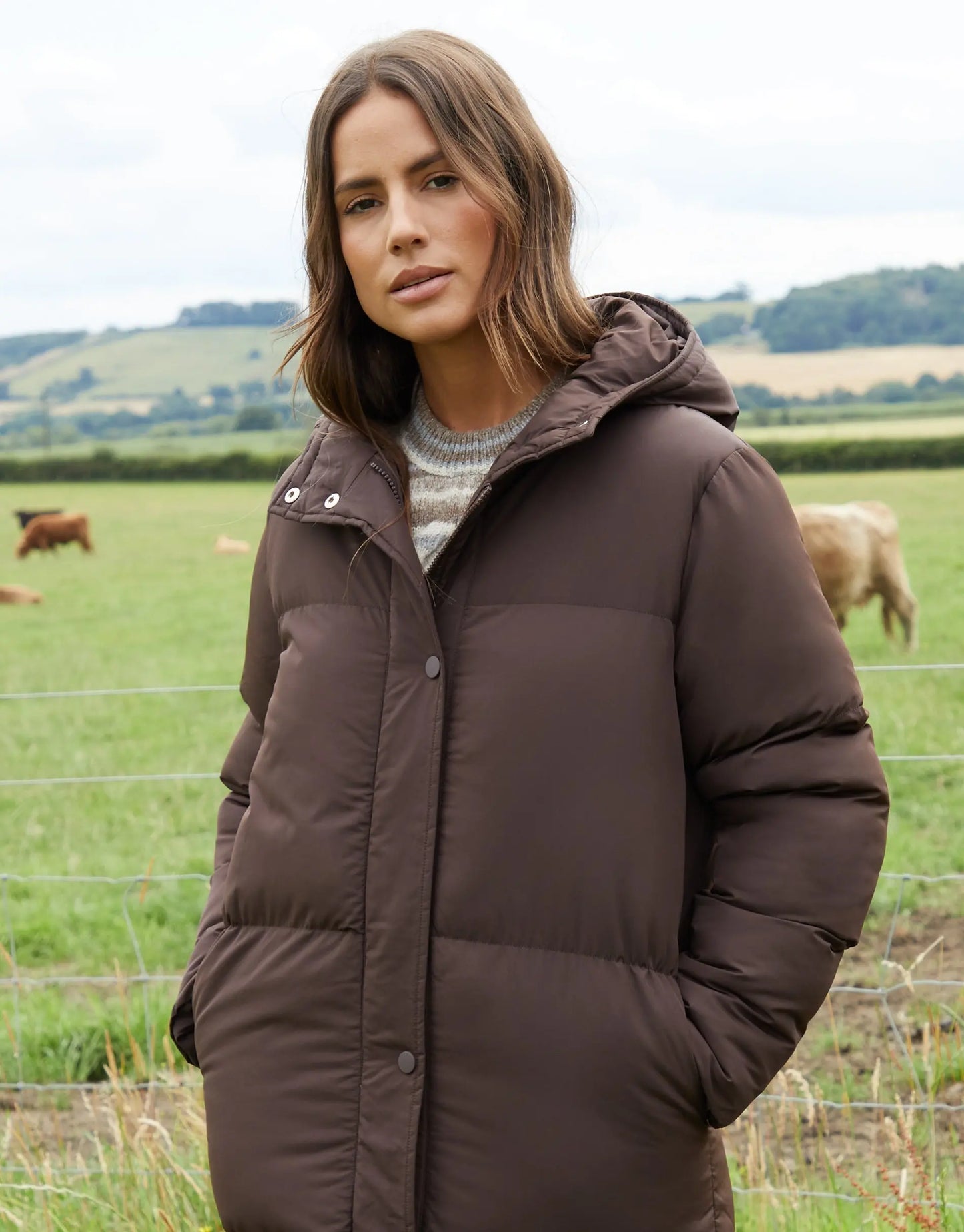 Women's Chocolate Maxi Puffer Jacket Siouxe
