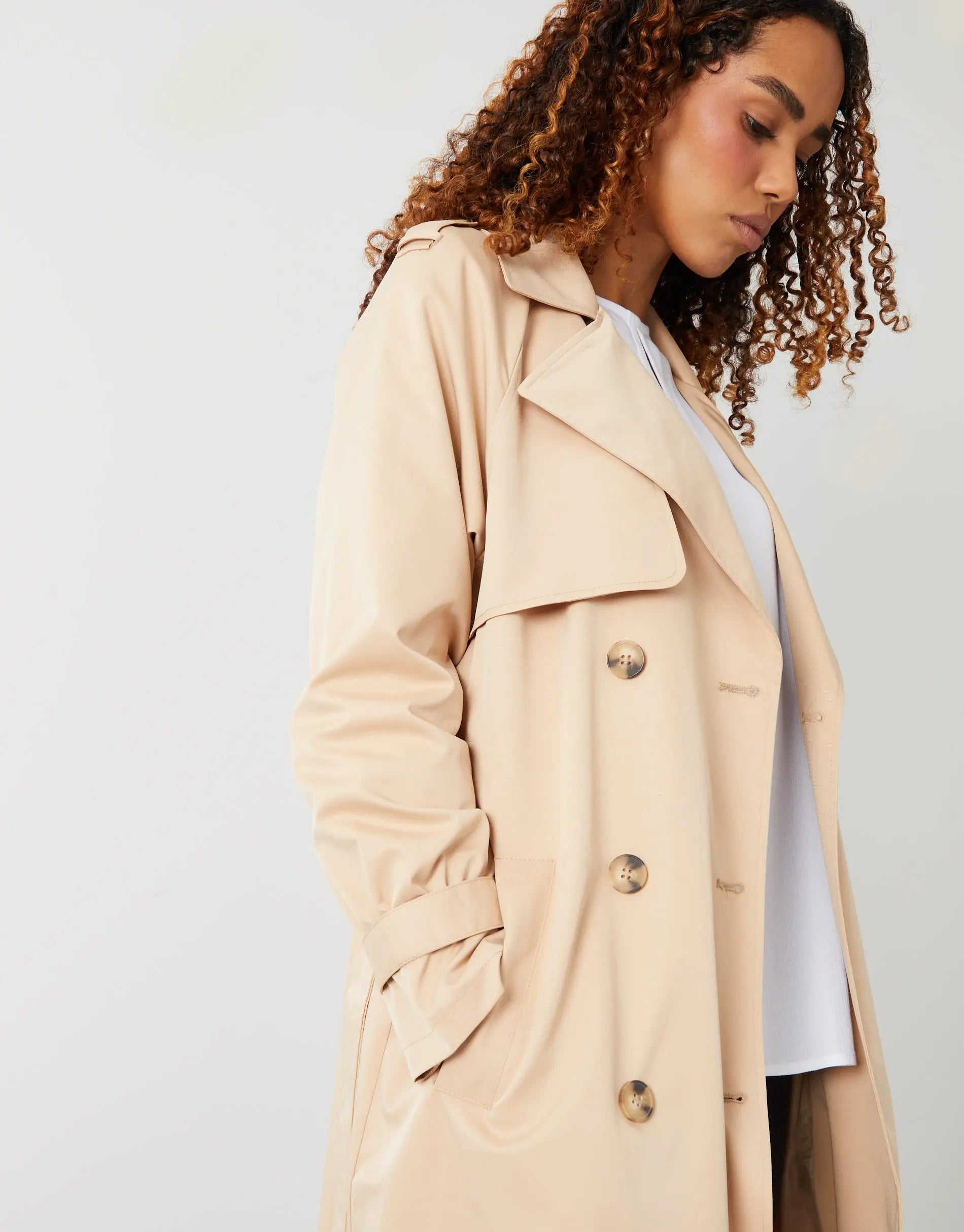Women's Stone Double Breasted Trench Coat Siouxe