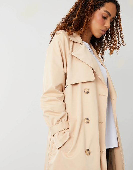 Women's Stone Double Breasted Trench Coat Siouxe