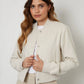 Women's Ecru Brushed Cropped Bomber Jacket Siouxe