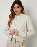 Women's Ecru Brushed Cropped Bomber Jacket Siouxe