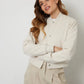 Women's Ecru Brushed Cropped Bomber Jacket Siouxe