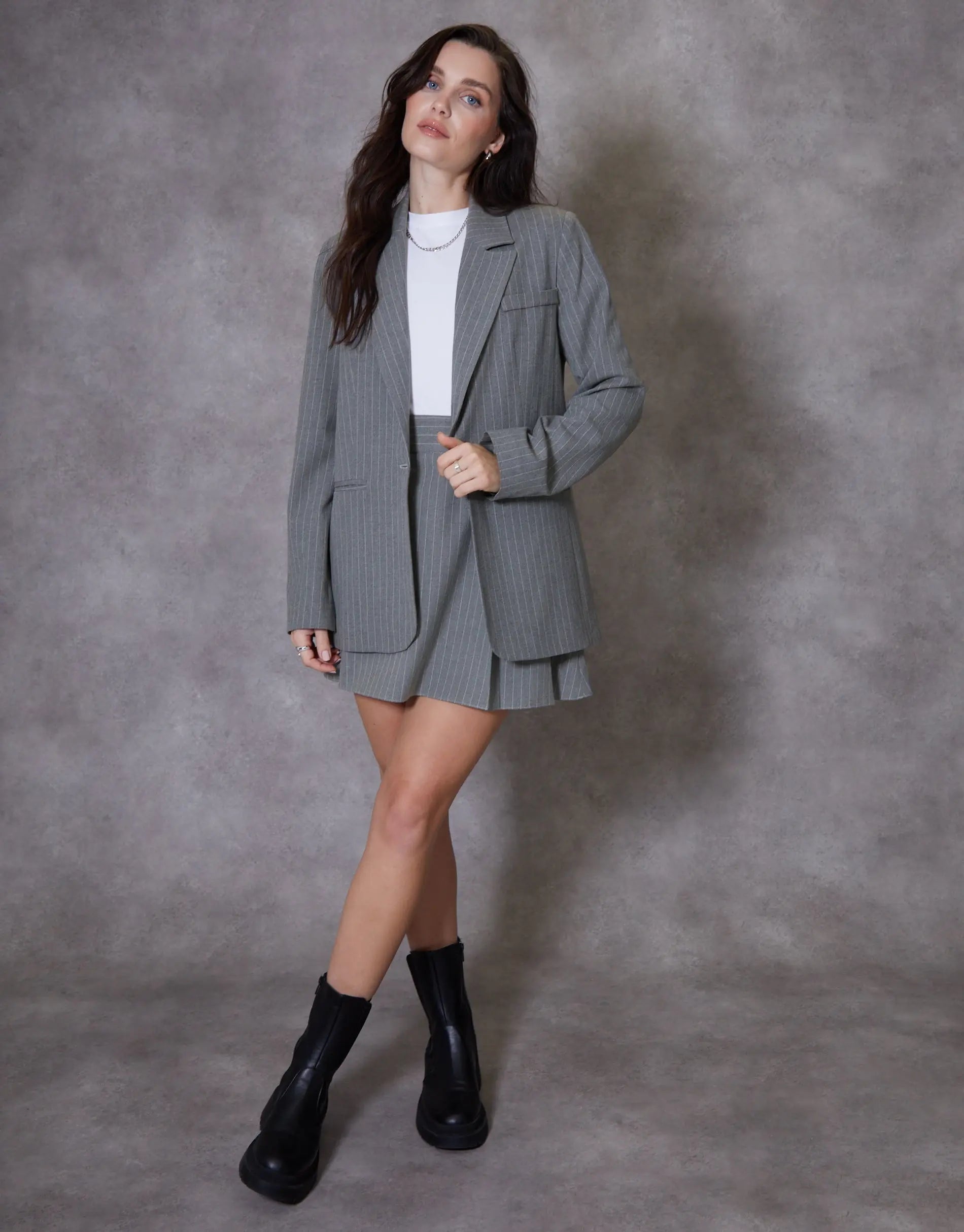 Women's Grey Pinstripe Lined Blazer Siouxe