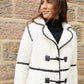 Women's Ecru Longline Fleece Borg Toggle Coat Siouxe