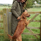 Women's Khaki Diamond Quilted Heritage Longline Barn Jacket with Removable Hood Siouxe