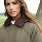 Women's Khaki Diamond Quilted Heritage Longline Barn Jacket with Removable Hood Siouxe