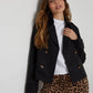 Women's Black Double Breasted Cropped Trench Coat Siouxe