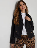 Women's Black Double Breasted Cropped Trench Coat Siouxe