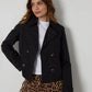 Women's Black Double Breasted Cropped Trench Coat Siouxe