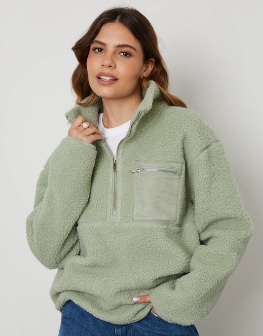 Women's Sage Half Zip Borg Fleece Siouxe