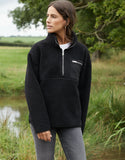Women's Black Half Zip Borg Fleece Siouxe