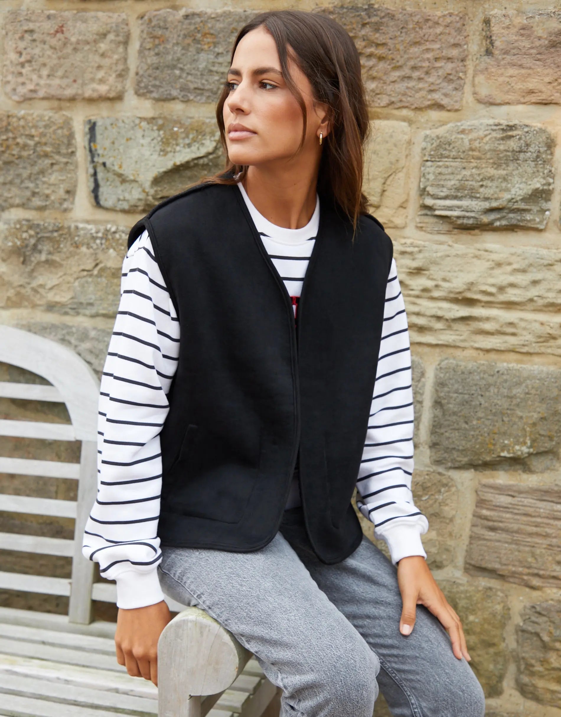 Women's Black Reversible Fleece Borg Gilet Siouxe