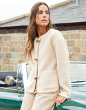 Women's Beige Fleece Borg Toggle Jacket Siouxe