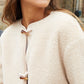 Women's Beige Fleece Borg Toggle Jacket Siouxe