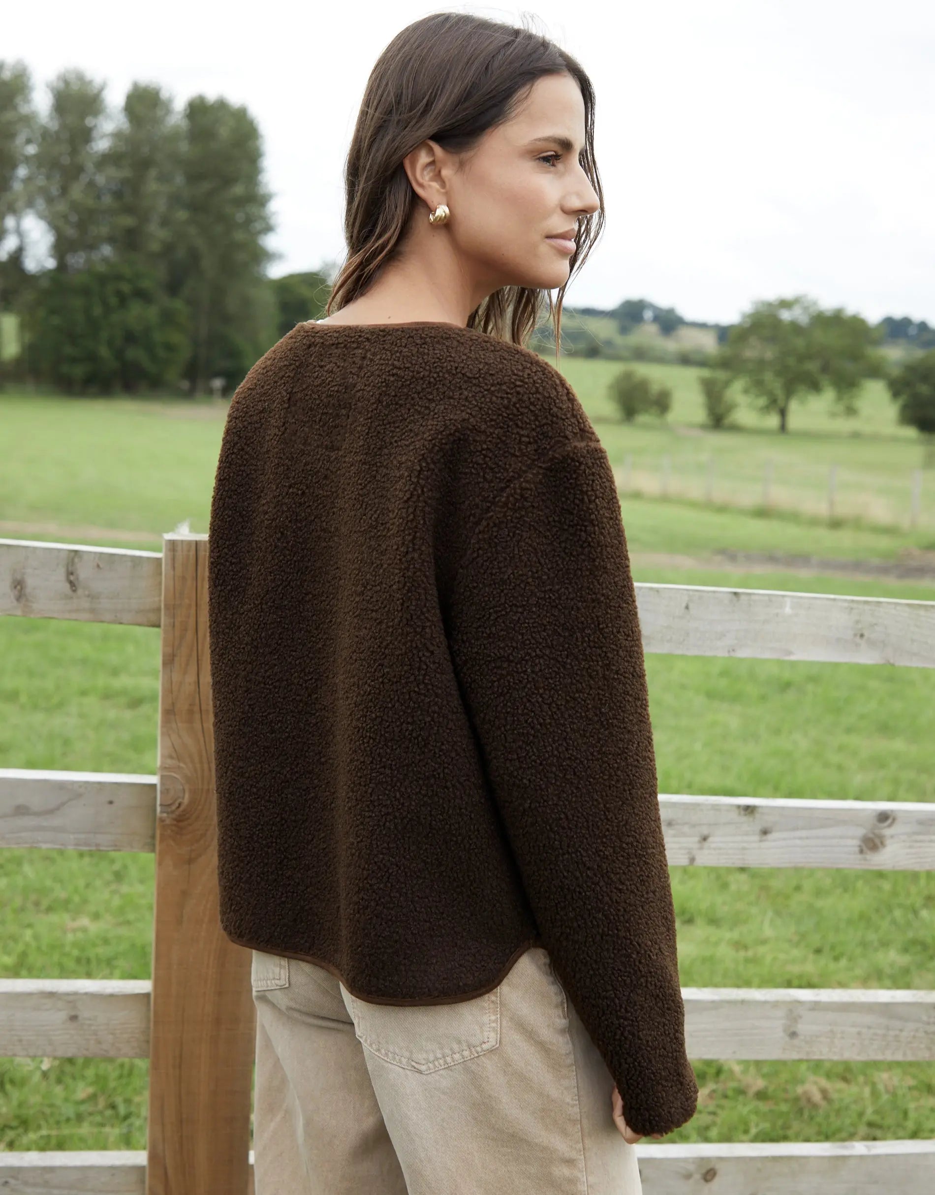 Women's Chocolate Fleece Borg Toggle Jacket Siouxe