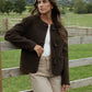 Women's Chocolate Fleece Borg Toggle Jacket Siouxe