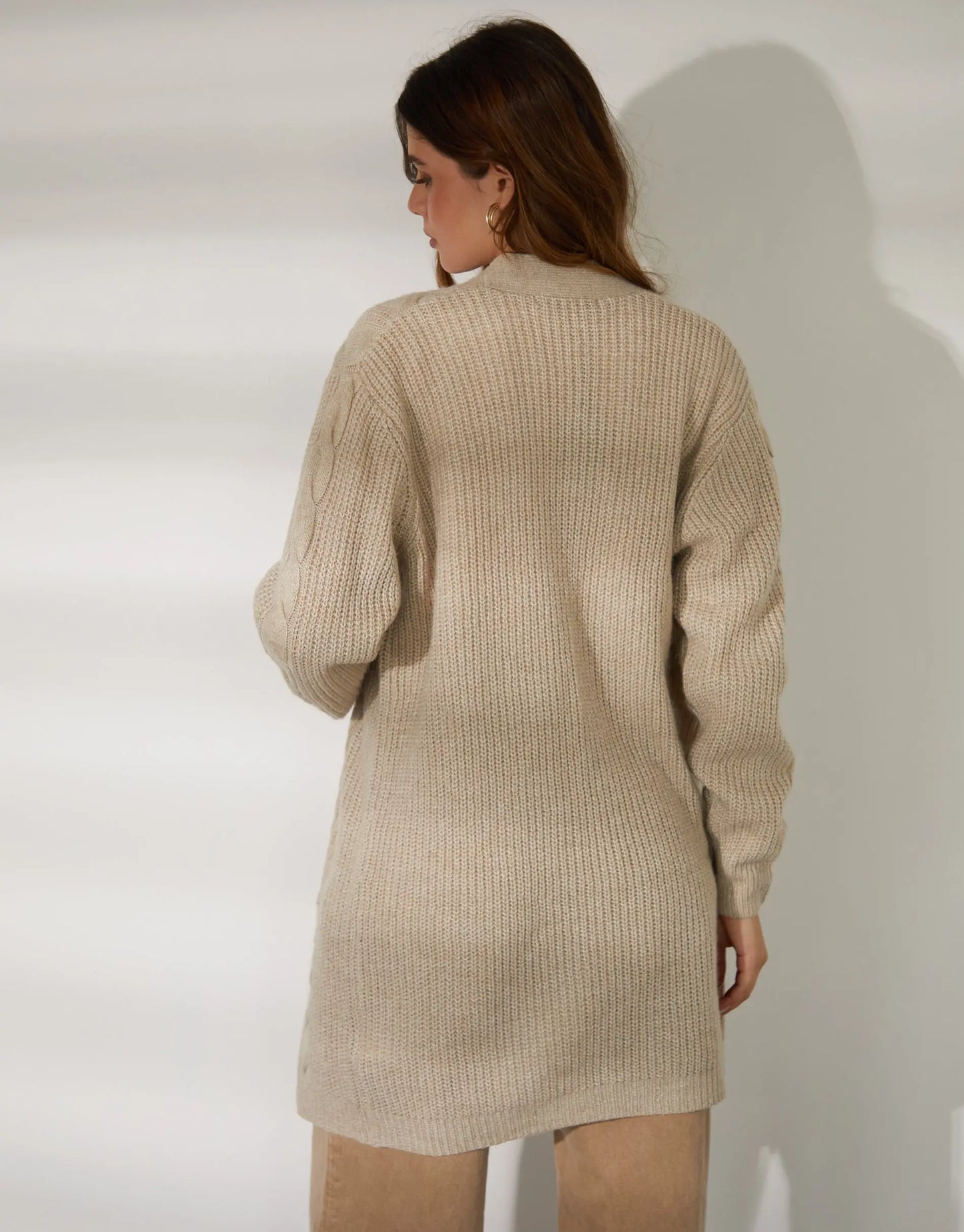 Women's Beige Cable Knit Cardigan Siouxe