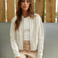 Women's Beige Cable Knit Zip-Up Bomber Jacket Siouxe