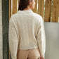 Women's Beige Cable Knit Zip-Up Bomber Jacket Siouxe