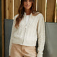 Women's Beige Cable Knit Zip-Up Bomber Jacket Siouxe