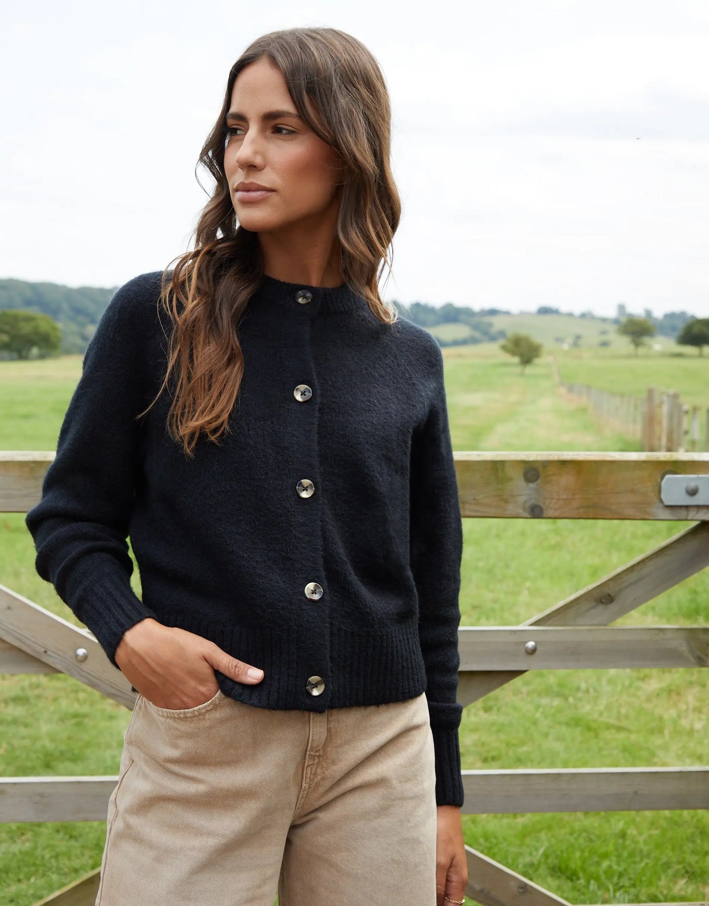 Women's Black Button Up Knitted Cardigan Siouxe