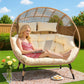RADIATA Double Egg Chair for 2 Person, Oversized Wicker Loveseat with Thick Cushions, 680 lbs Capacity, Indoor Outdoor Stationary Patio Lounge Chair for Balcony, Garden, Beige