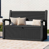 ModFusion 70-Gallon Outdoor Resin Storage Cabinet with Rattan Backrest C Waterproof Patio Bench Seat, 500 lbs Capacity, Black