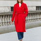 Women's Red Collared Belted Formal Coat Siouxe