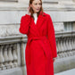 Women's Red Collared Belted Formal Coat Siouxe