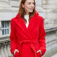 Women's Red Collared Belted Formal Coat Siouxe